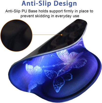 Ergonomic Mouse Pad Wrist Rests, Non Slip Mousepads with Gel Cushion Wrist Support,  Comfortable Durable Mouse Pads for Home Office Efficient Working Easy Typing & Pain Relief ( Arts Butterfly )