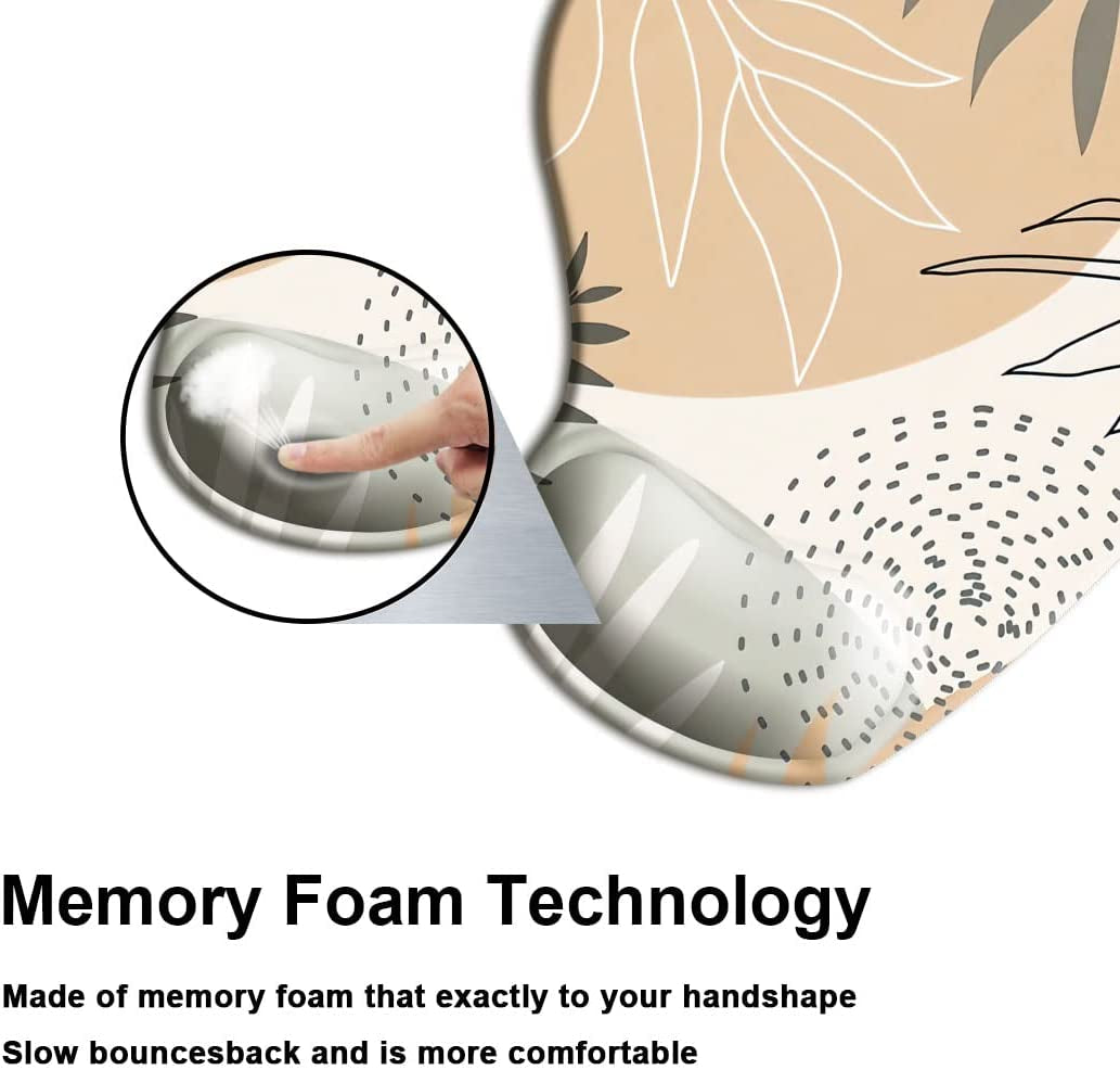Ergonomic Mouse Pad with Wrist Support Gel Mouse Pad with Wrist Rest, Comfortable Computer Pad for Laptop, Pain Relief Mousepad with Non-Slip Rubber Base, 9 X 10 In,Plants