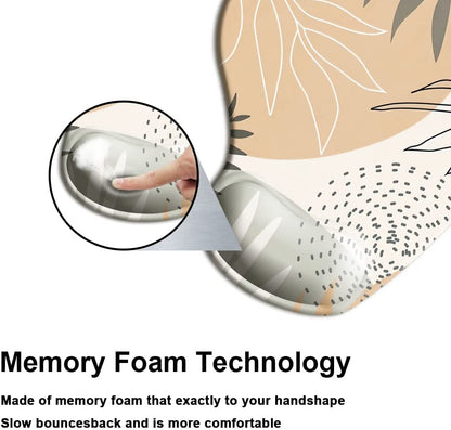 Ergonomic Mouse Pad with Wrist Support Gel Mouse Pad with Wrist Rest, Comfortable Computer Pad for Laptop, Pain Relief Mousepad with Non-Slip Rubber Base, 9 X 10 In,Plants