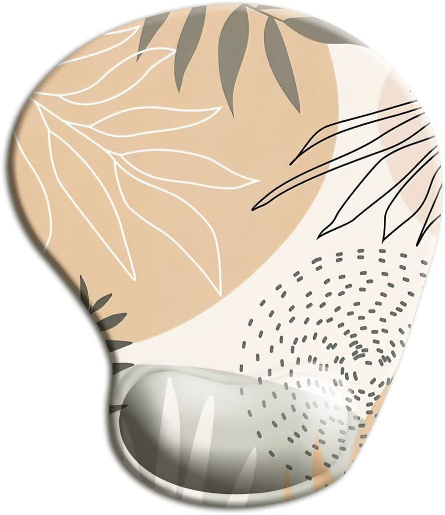 Ergonomic Mouse Pad with Wrist Support Gel Mouse Pad with Wrist Rest, Comfortable Computer Pad for Laptop, Pain Relief Mousepad with Non-Slip Rubber Base, 9 X 10 In,Plants